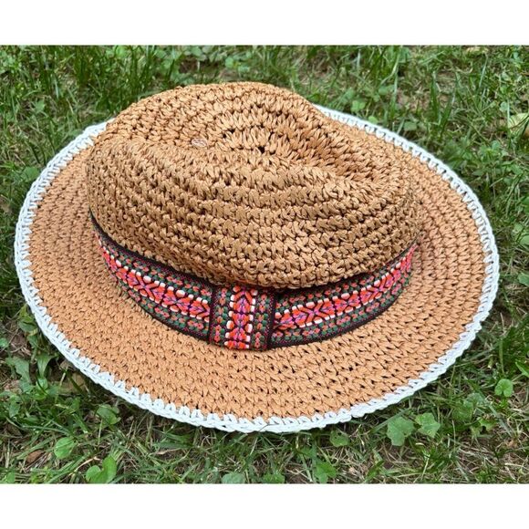 Echo Design Embroidered Paper
Straw Panama Hat / New No Tags - Picture 2 of 4